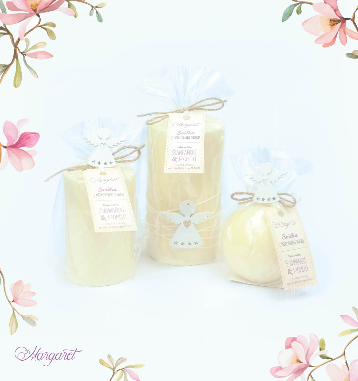 Svíčka Jehlánek malý – Champagne / Šampaňské a pomelo / Andílek